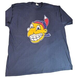 MLB Cleveland Indians Chief Wahoo T-Shirt 2X Blue Jerzees Heavyweight MLB Retro